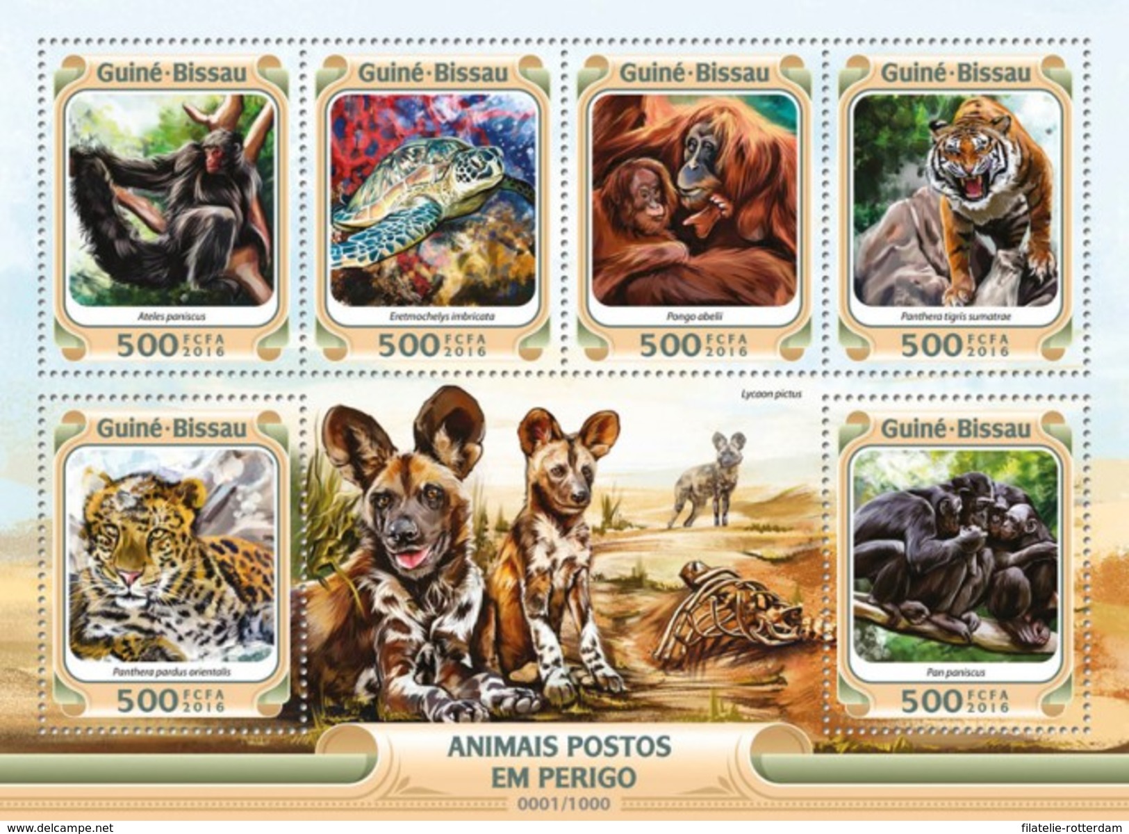 Guinee Bissau / Guinea-Bissau - Postfris / MNH - Sheet Bedreigde Dieren 2016 - Guinea-Bissau