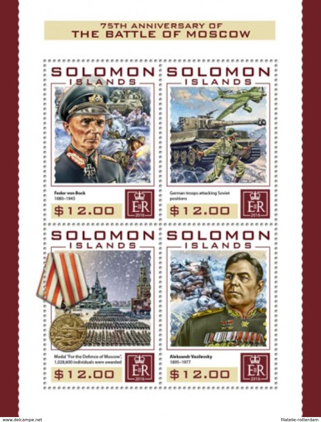 Solomon Eilanden / Solomon Islands - Postfris / MNH - Sheet Strijd Om Moskou 2016 - Salomon (Iles 1978-...)