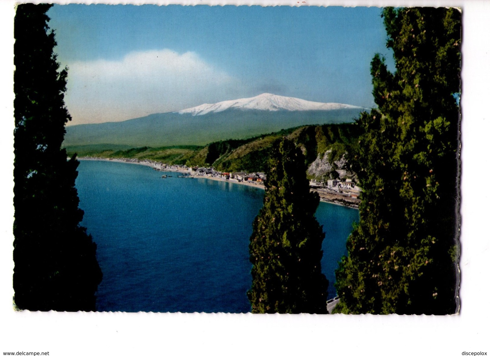 S1758 Cartolina Della Sicilia - Taormina, Messina - Panorama Con Etna Innevato _ CIRCOLATA 1956 - Altri & Non Classificati