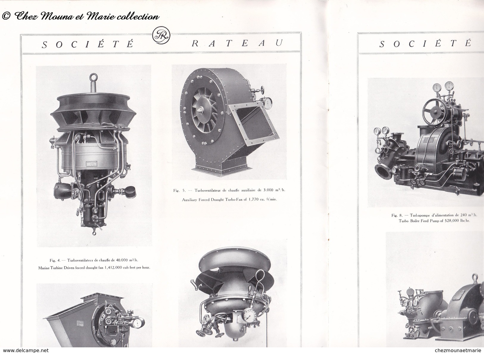 MARINE 1928 - MACHINES AUXILIAIRES - SOCIETE RATEAU - TURBOVENTILATEUR TURBOPOMPE - BROCHURE DE 16 PAGES - MILITAIRE - Frankrijk