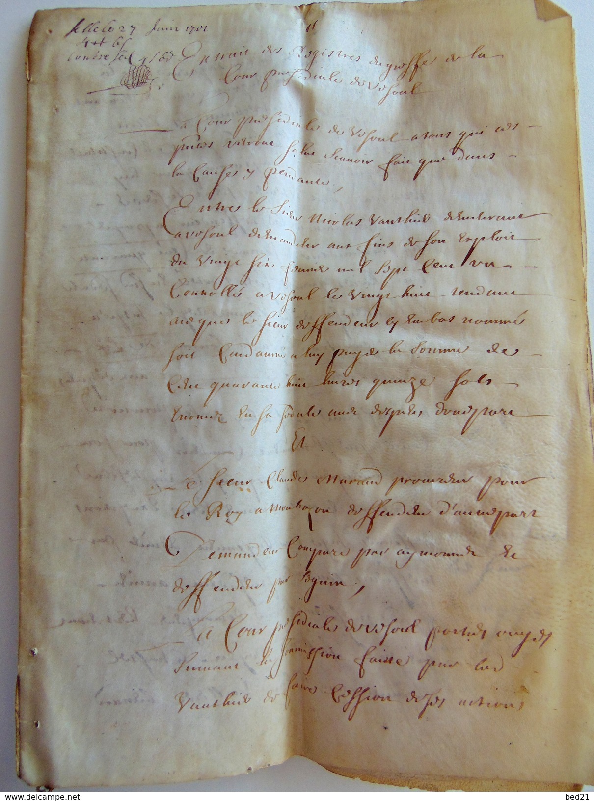 1701 PARCHEMIN EN PEAU TANNE A DECHIFFRER - Manuscripts