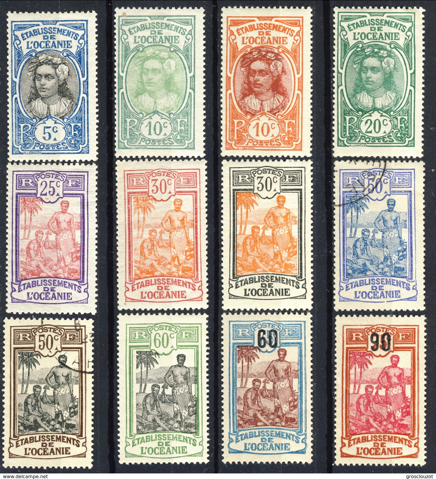 Oceania 1922-27 Serie N. 47-60 (12 Valori) MH Cat. &euro; 17 - Unused Stamps