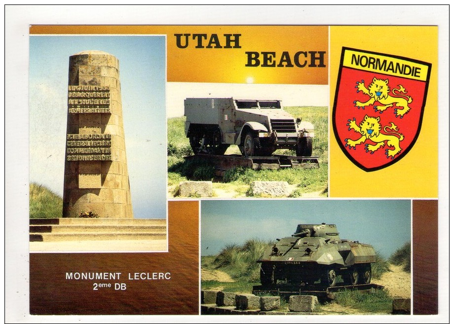 CP 10*15-ZC62-UTAH BEACH MULTIVUES BLASON - Autres & Non Classés