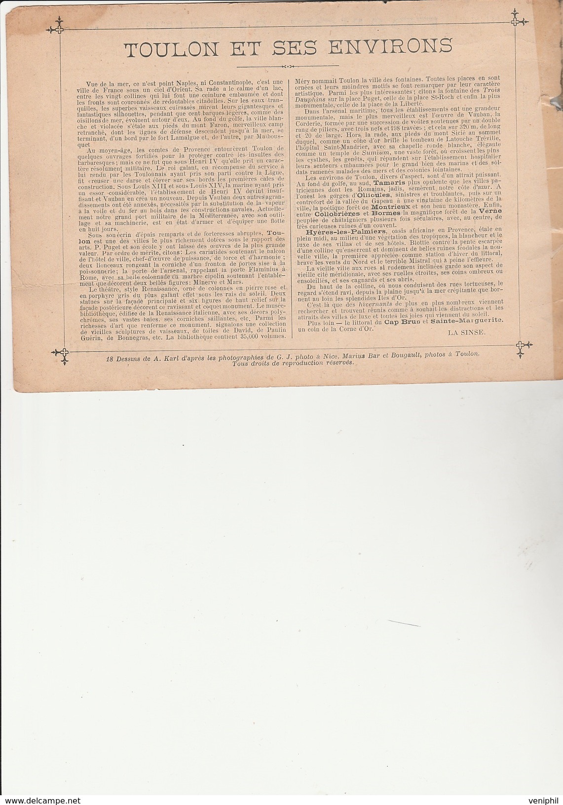 PETITE REVUE TOURISTIQUE- TOULON - SUR - MER -8 VUES ET NOTICE- ANNEE NOVEMBRE 1899 - Dépliants Turistici