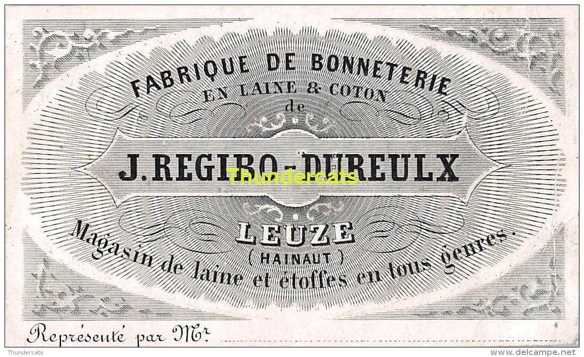 PORSELEINKAART CARTE PORCELAINE J REGIBO DUREULX LEUZE HAINAUT FABRIQUE DE BONNETERIE 9,5 CM X 5,5 CM - Leuze-en-Hainaut