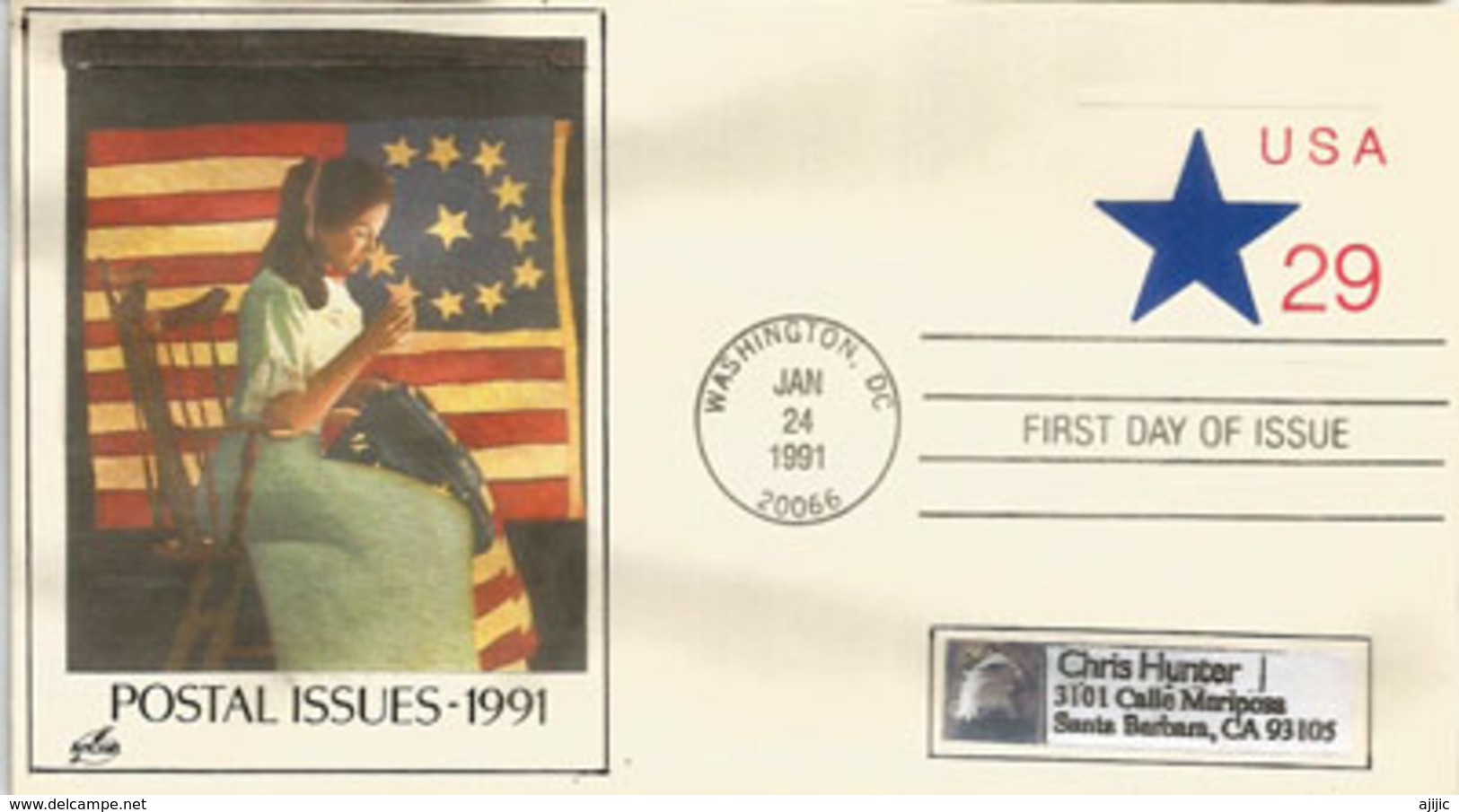 Entier Postal, Emission 1991, Premier Jour FDC Adressé En Californie - 1981-00