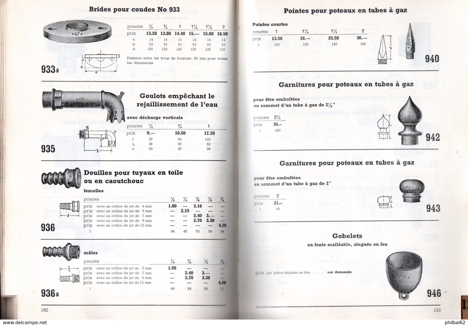 Catalogue de 210 pages. Année 1953. Raccords en fonte, tubes, coudes, tés, robinets, Richardson à Marseille.