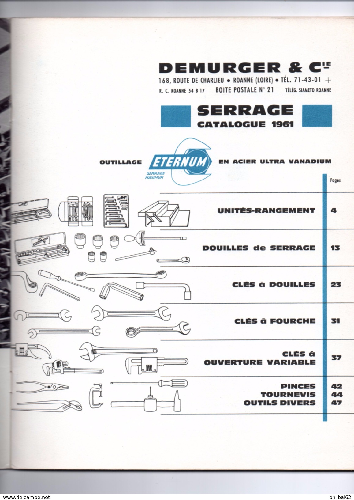 Catalogue De 48 Pages. Année 1964. Outils De Serrage, Clés Diverses, Douilles, Pinces, Tournevis. Demurger à Roanne. - Kataloge