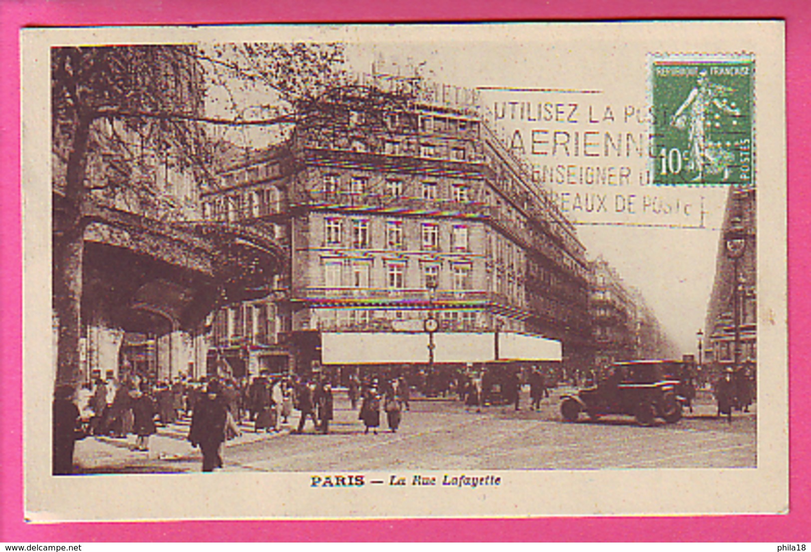 PERFORE GL GALERIE LAFAYETTE SUR CARTE PARIS RUE LAFAYETTE SEMEUSE FOND PLEIN N° 159 POUR LAVAL 28 2 23    PERFOREE - Autres & Non Classés