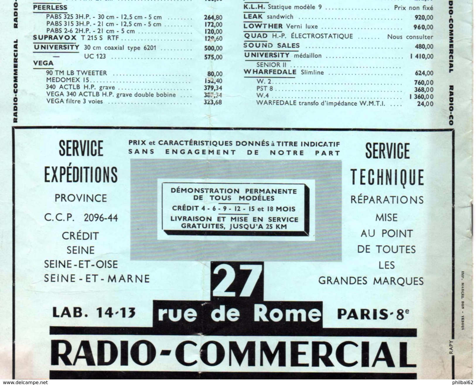 Catalogue De 4 Pages : Matériel Radio : Platines, Amplis, Tuners, HP, Baffles, Magnétophones. - Littérature & Schémas