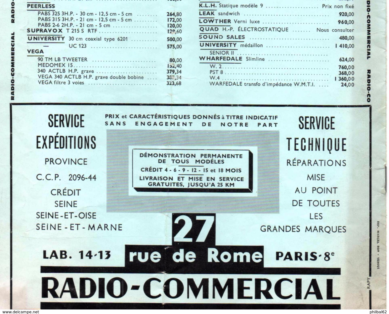 Catalogue De 4 Pages : Matériel Radio : Platines, Amplis, Tuners, HP, Baffles, Magnétophones. - Literature & Schemes