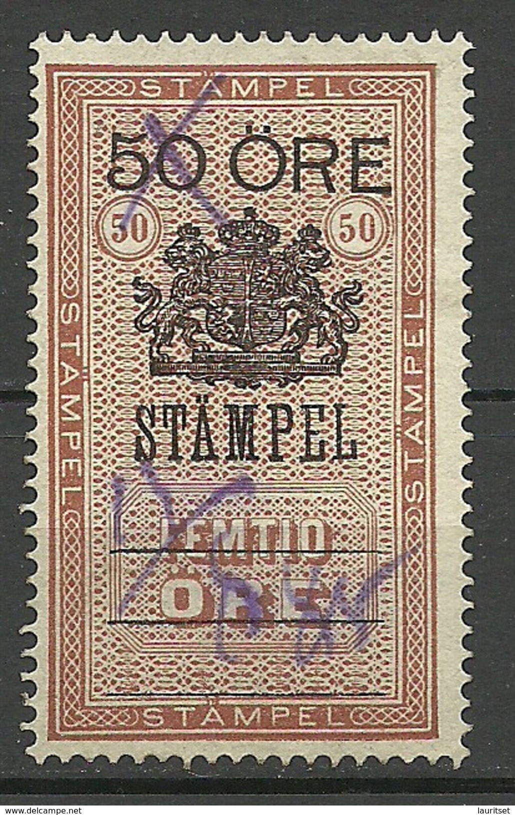 SCHWEDEN Sweden O 1885 Stempelmarke 50 öre O - Fiscale Zegels