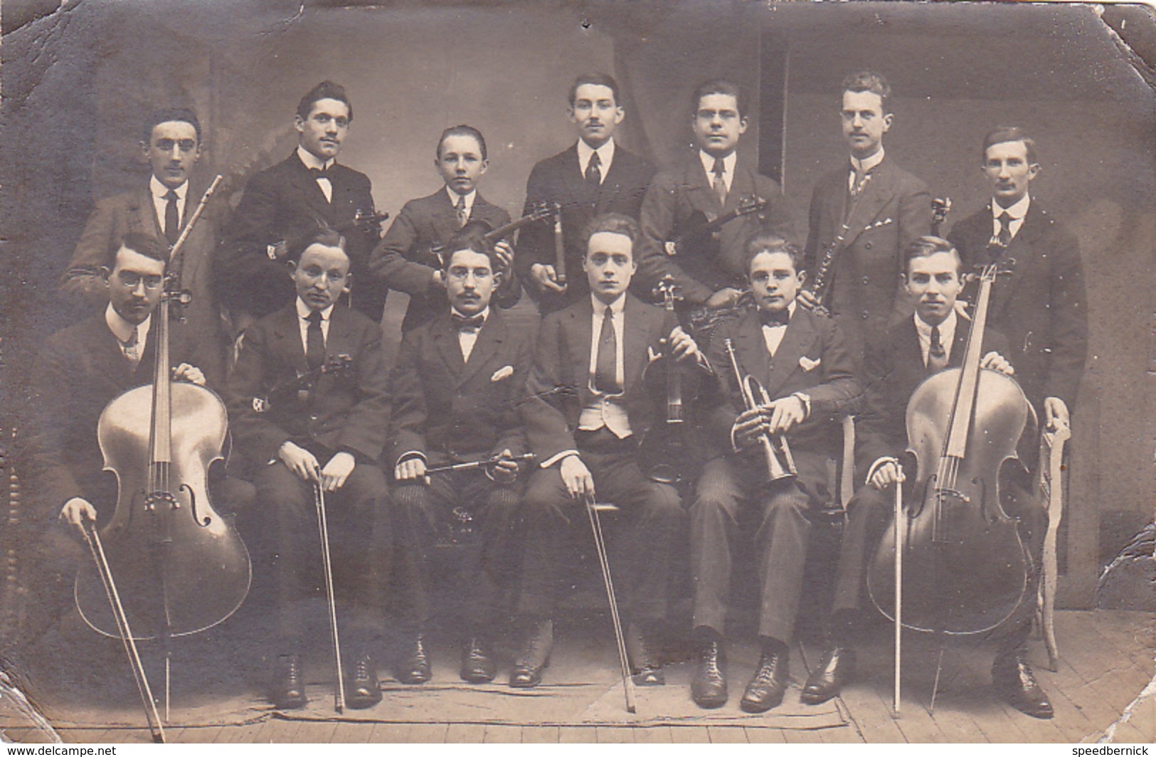 25941- 2cpa- ANGERS Symphonie De La Madeleine - 1918 -orchestre Musicien - J-Bte DEWEIRT -  Bouffioulx -contre Basse - Angers