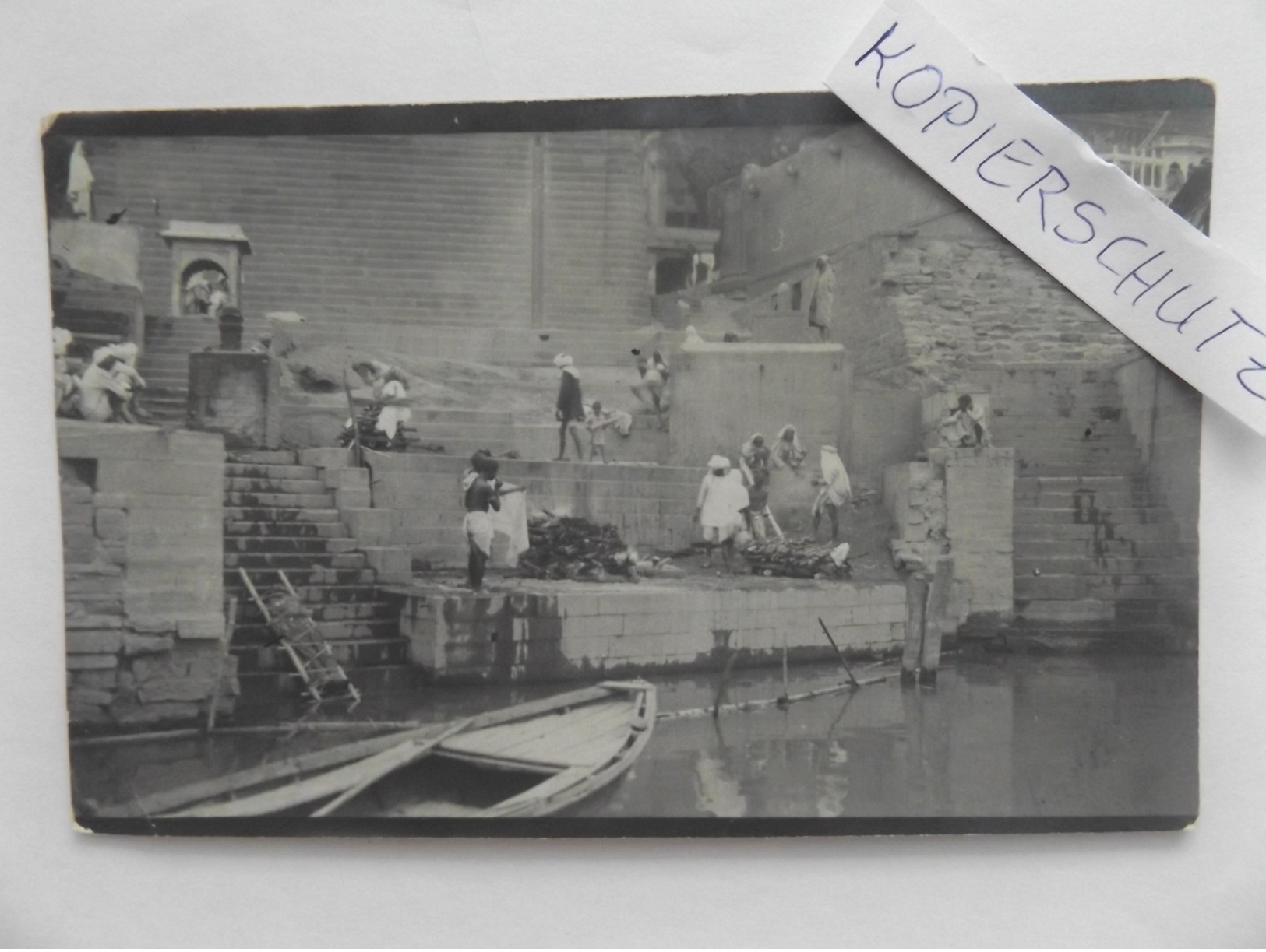 India, Benares, Hindu Cremation On Ganges, Old Foto Post-Card, 1913 - Inde