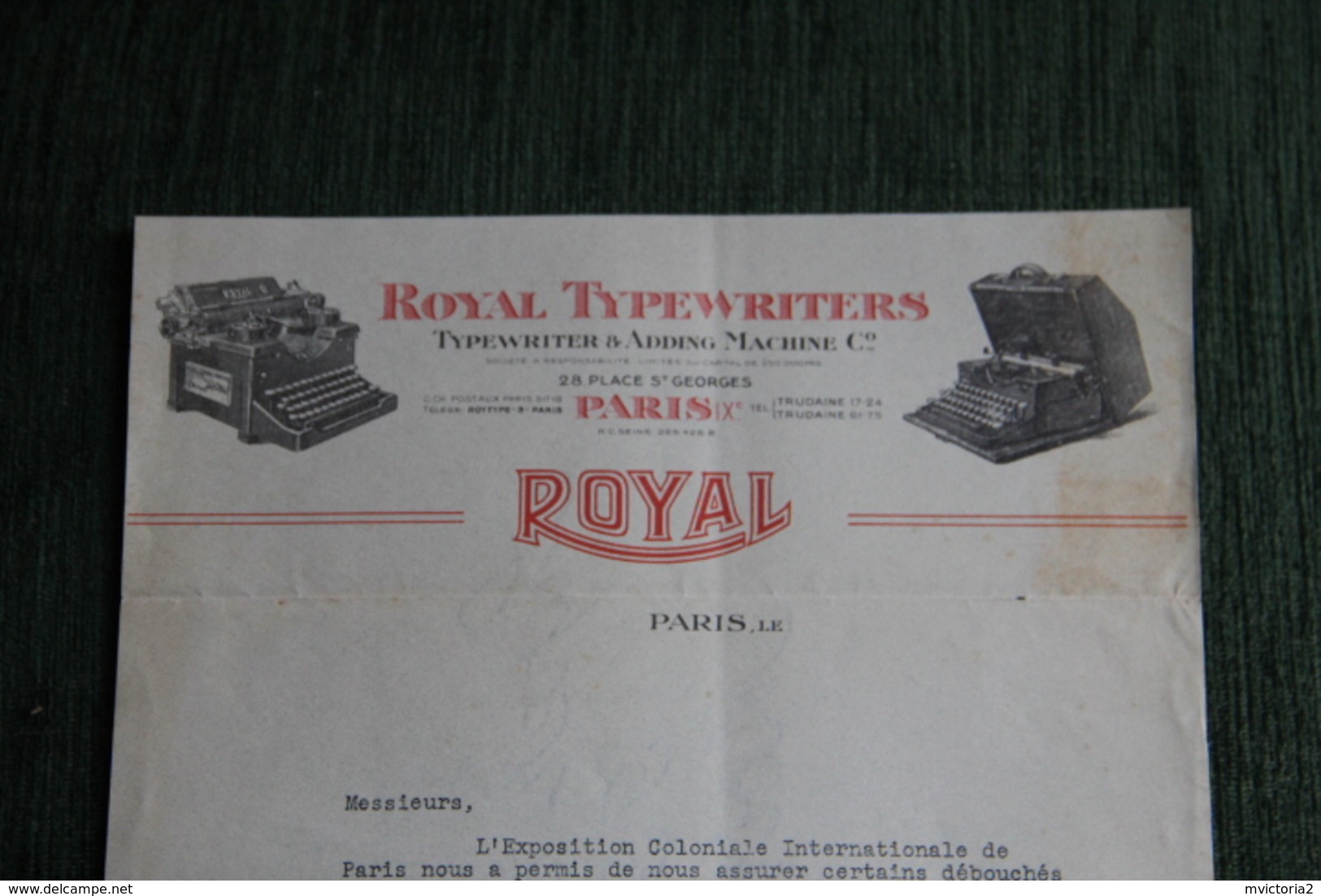 Lettre Ancienne - PARIS -  Machines à Ecrire " ROYAL TYPEWRITERS ". - 1900 – 1949