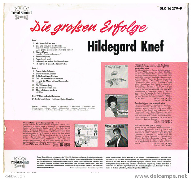 * LP *  HILDEGARD KNEF - DIE GROSSEN ERFOLGE (Germany 1964 EX-!!!) - Otros - Canción Alemana