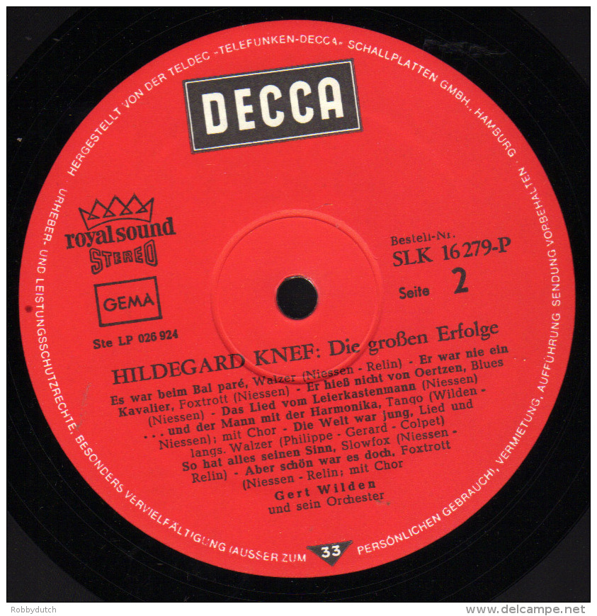 * LP *  HILDEGARD KNEF - DIE GROSSEN ERFOLGE (Germany 1964 EX-!!!) - Other - German Music