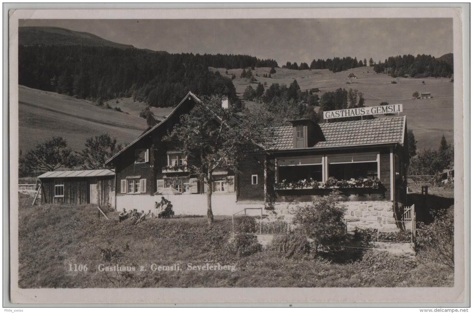 Gasthaus Zum Gemsli, Sevelerberg - Animee Belebt - Photo: Buchmann No. 1106 - Berg