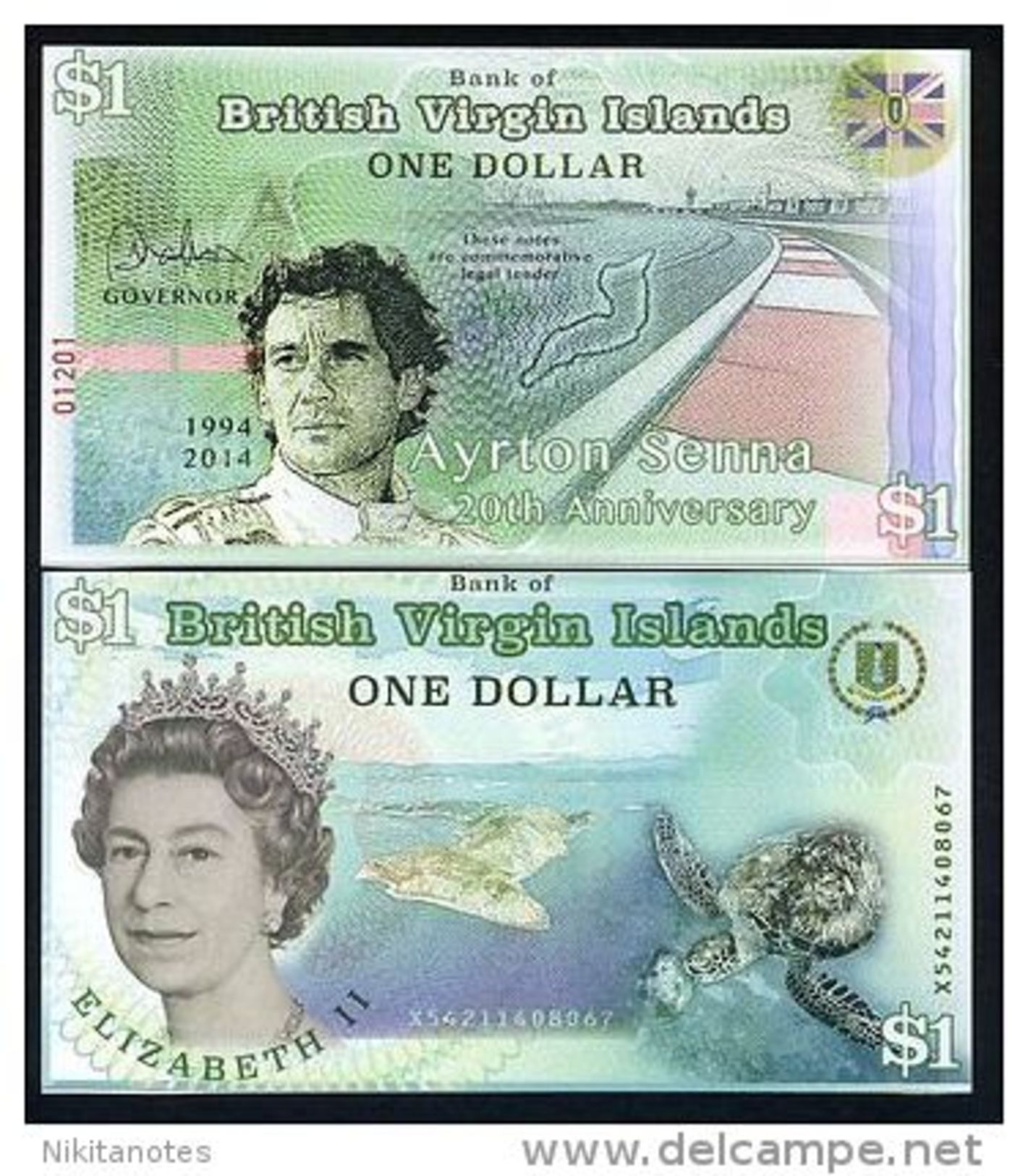 British Virgin Islands, 1 Dollar, 2014 POLYMER, QEII UNC Ayrton Senna - Haiti