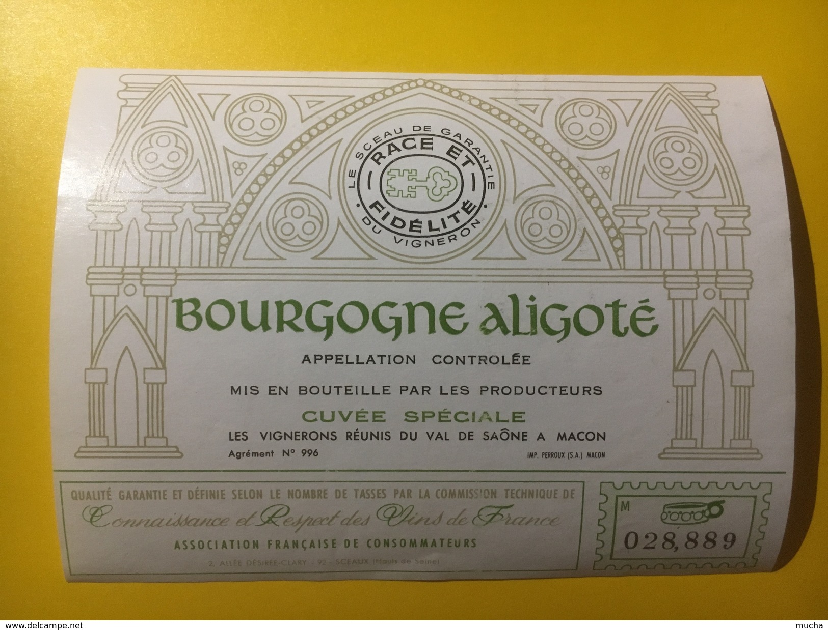 3071 -  Bourgogne Aligoté Cuvée Spéciale Les Vignerons Réunis Du Val De Saône - Bourgogne