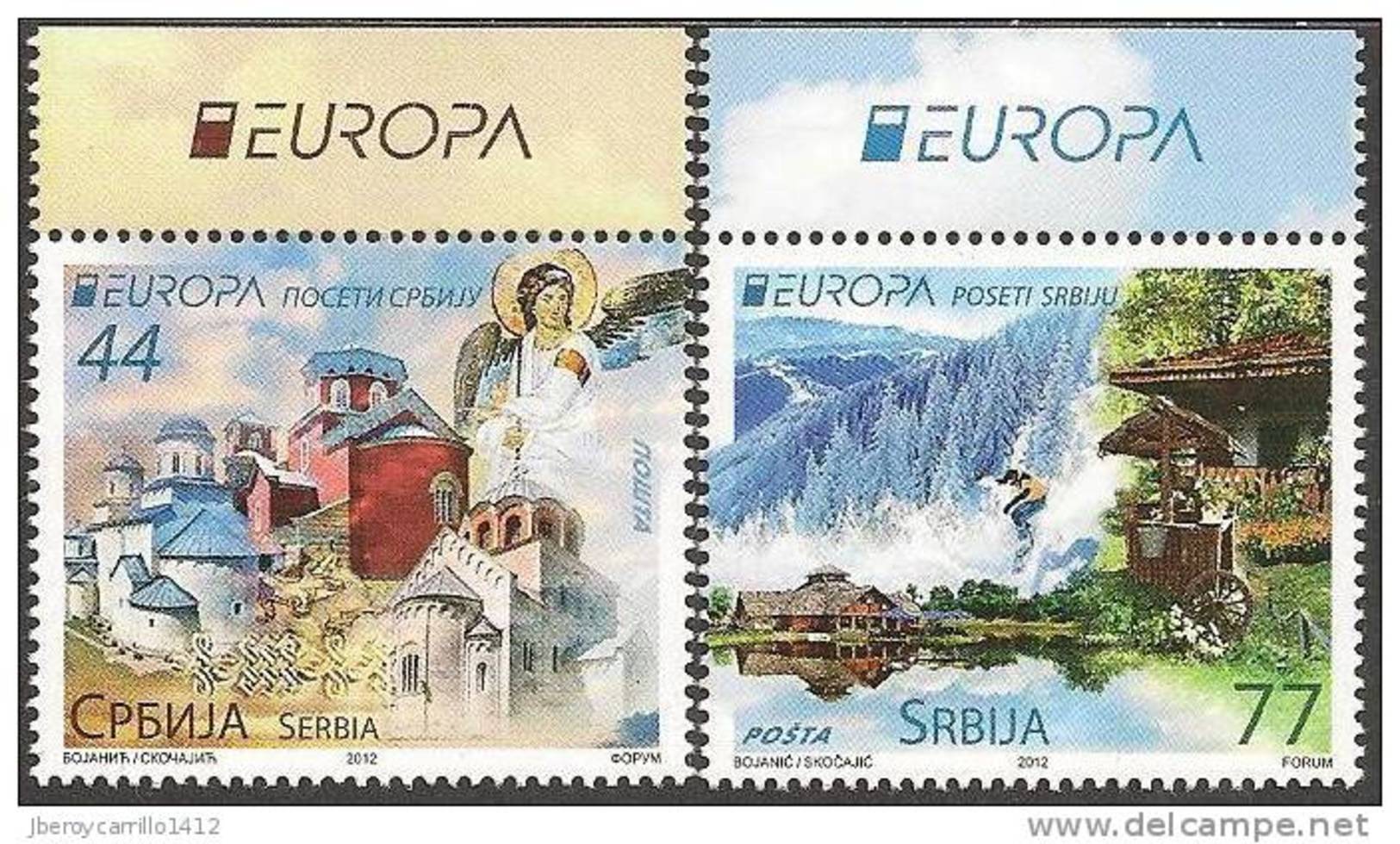 SERBIA / SRBIJA -  EUROPA 2012 -TEMA ANUAL " VISITE SRBIJA ".-  SERIE De 2 V. - DENTADOS - 2012