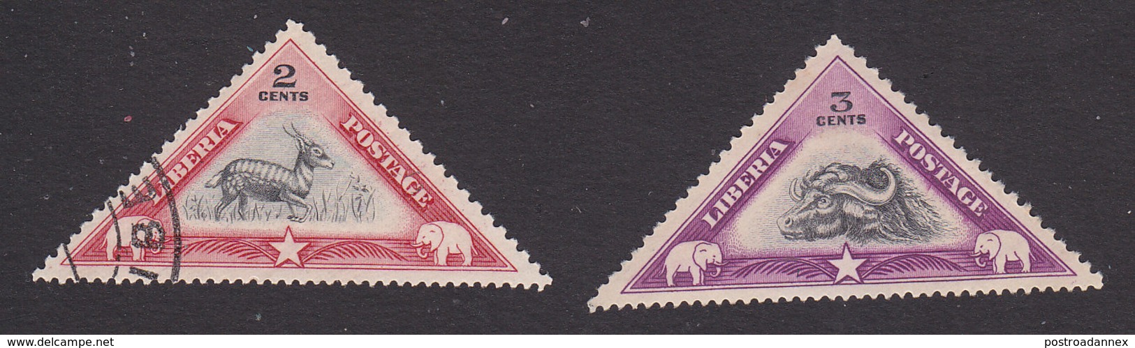 Liberia, Scott #272-273, Used/Mint Hinged, Bushbuck, West African Dwarf Buffalo, Issued 1937 - Liberia