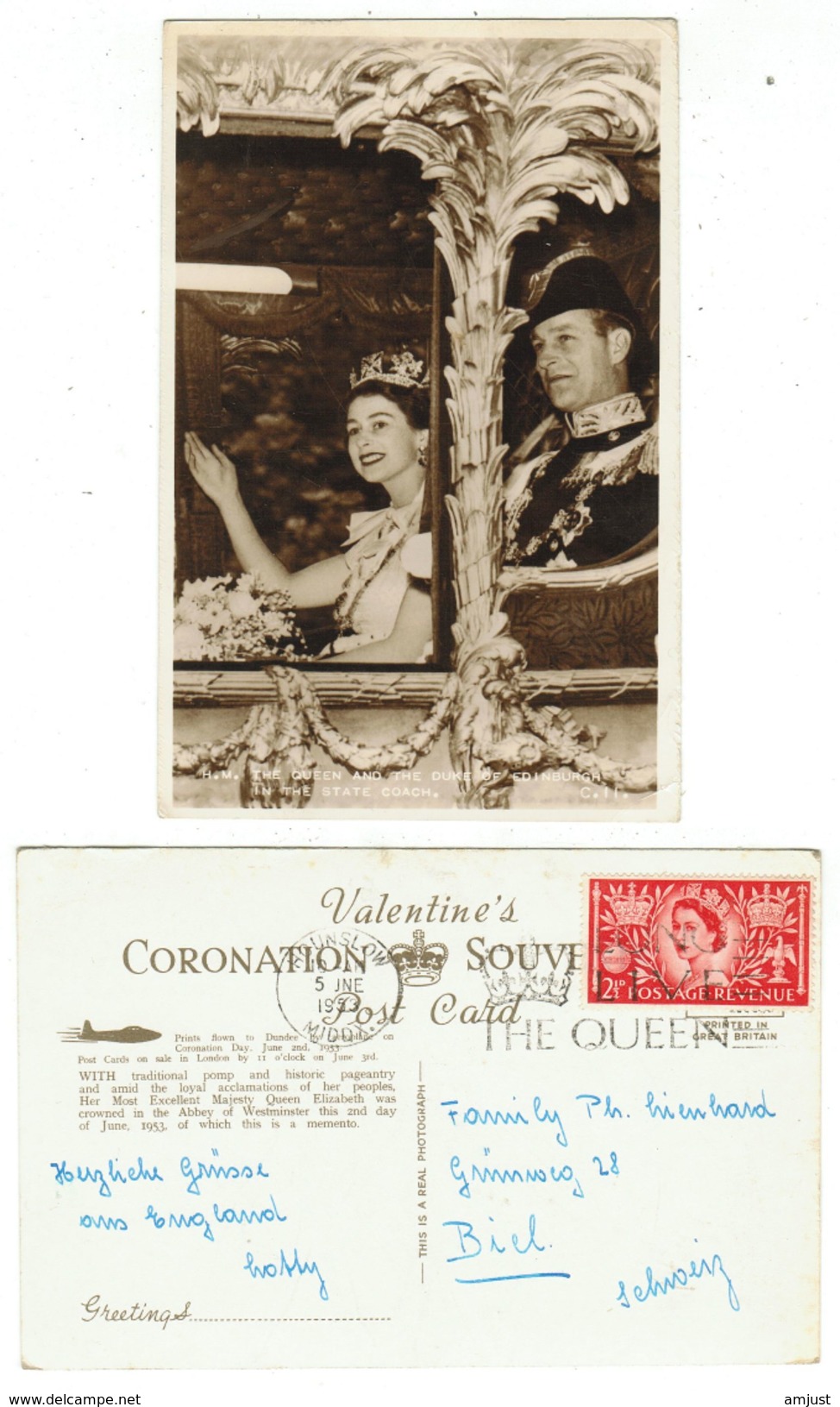 The Queen And The Duke Of Edinburgh In The State Coach 1953 - Familles Royales