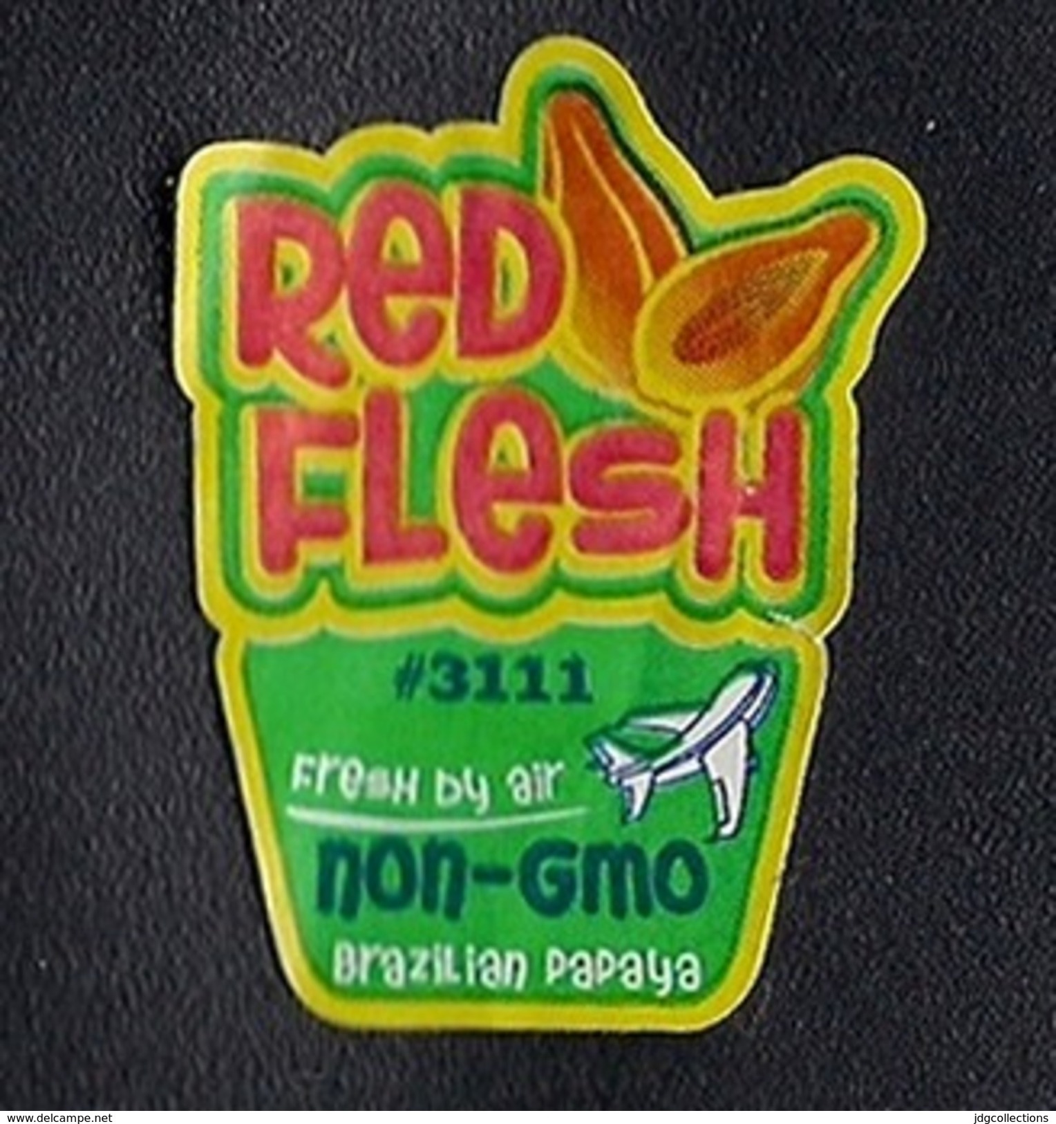 # PAPAYA RED FLESH Brazil By Air Fruit Sticker Label, Etiquettes Adhesive Aufkleber Fruta Frucht Avion Airplane Jet - Fruits & Vegetables