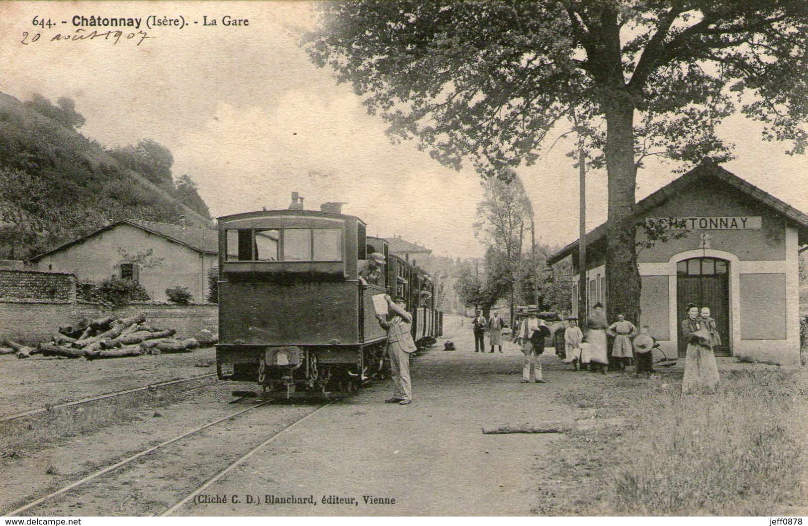 38 - ISERE - CHATONNAY - La Gare - 1907 - Très Bon état - 2 Scans - Châtonnay