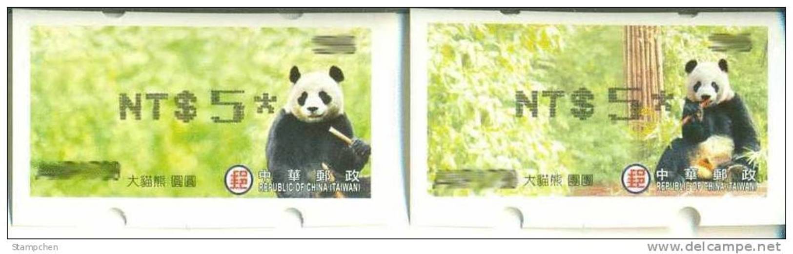 Taiwan 2010 Giant Panda Bear ATM Frama Stamps-- NT$5 Black Imprint- Bamboo Bears WWF - Ungebraucht