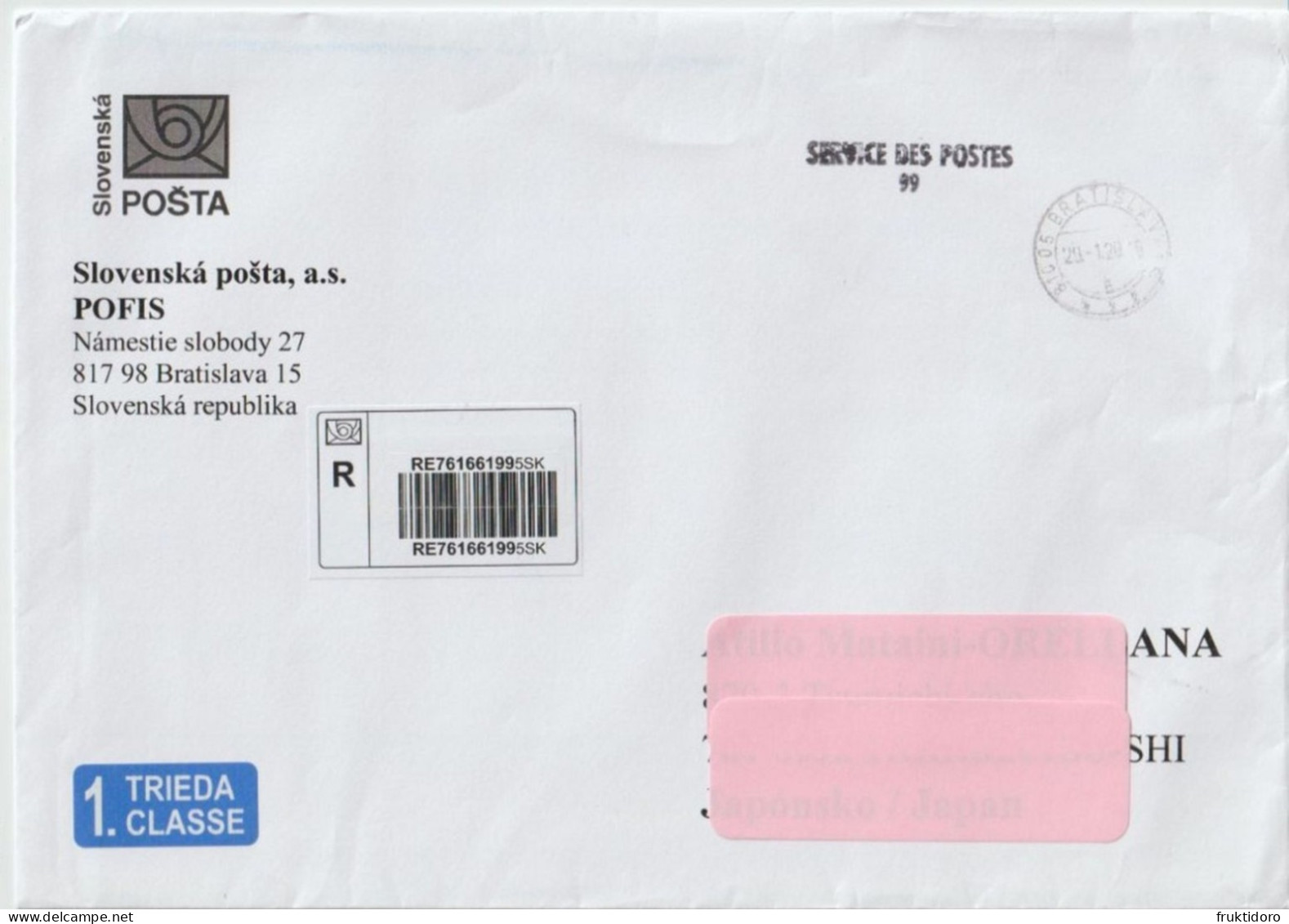 Slovakia Registered Letters from Bratislava to Japan - Barcode - QR Code - Circulated - 2015/2016/2018/2019/2020