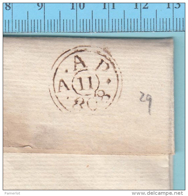 Stampless- Letter 1808, From London To Madeley ,postmark : A. A P. 11 Ina Tiny Circle, .808 - 4 Scans - ...-1840 Precursores