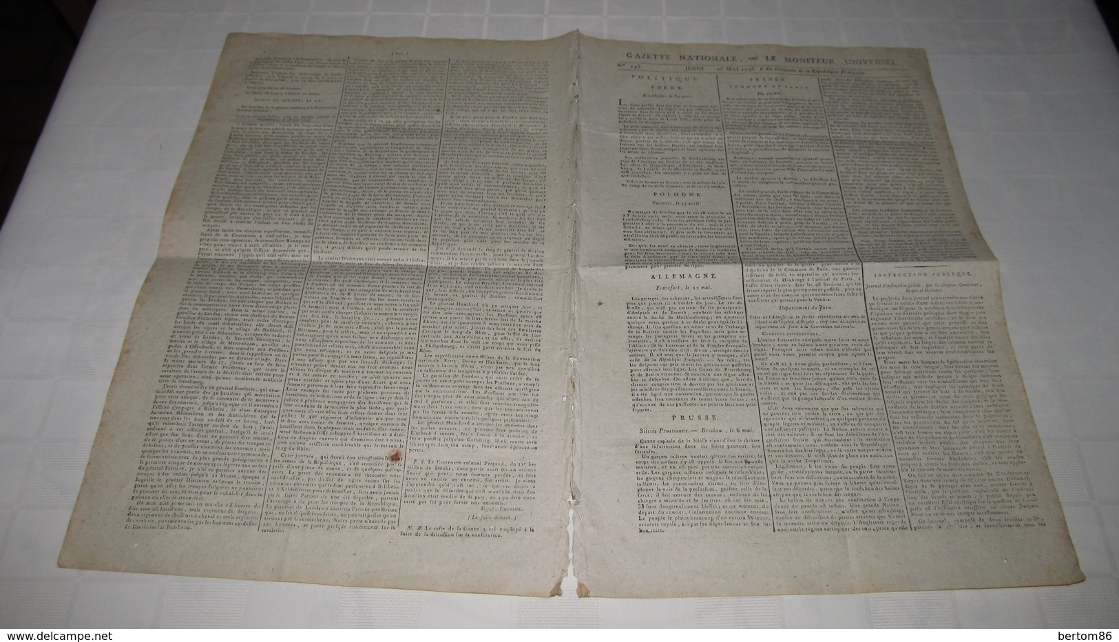 POLOGNE - STANISLAS II // REVOLUTION FRANCAISE - ADAM-PHILIPPE DE CUSTINE - GRANDE LETTRE - 1793 ( GAZETTE NAT. ) - Zeitungen - Vor 1800