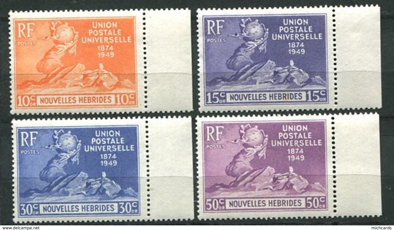 186 NOUVELLES HEBRIDES 1949/50 - Yvert 136/39 - UPU Monument De Berne - Neuf ** (MNH) Sans Charniere - Ungebraucht