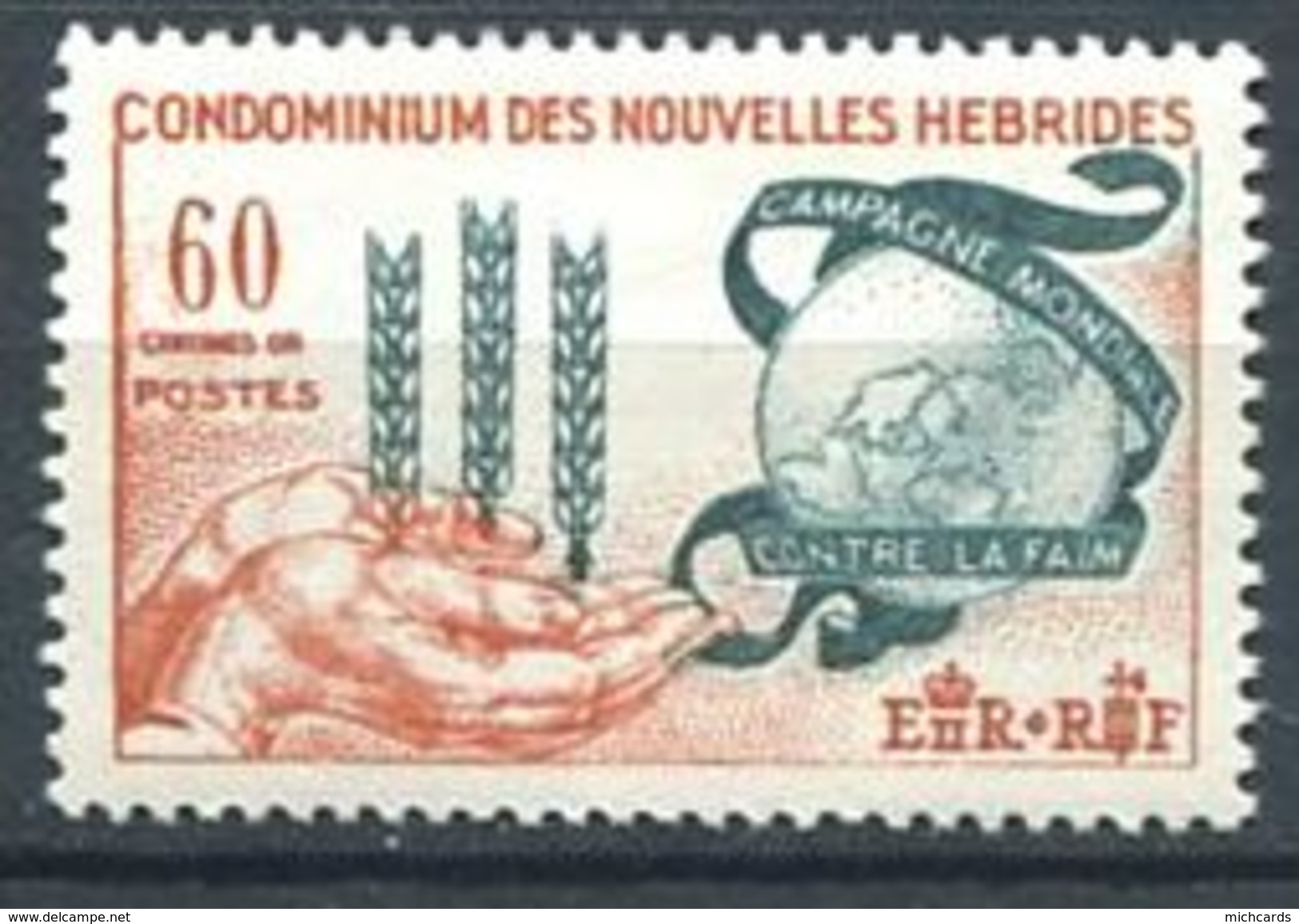 186 NOUVELLES HEBRIDES 1963 - Yvert 197 - Contre La Faim, Main - Neuf ** (MNH) Sans Charniere - Neufs