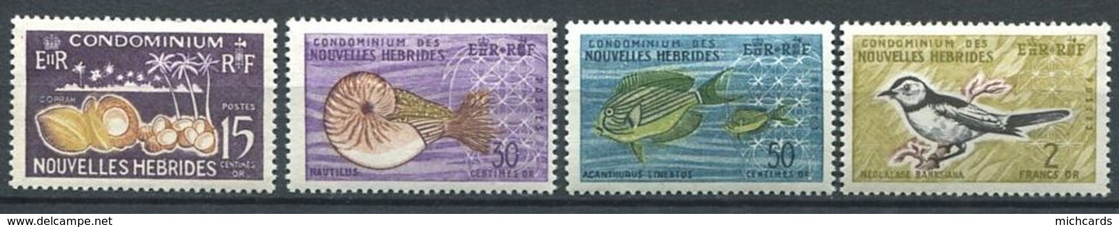 186 NOUVELLES HEBRIDES 1963 - Yvert 203/06 - Noix De Coco Nautilus Poisson Oiseau - Neuf ** (MNH) Sans Charniere - Neufs