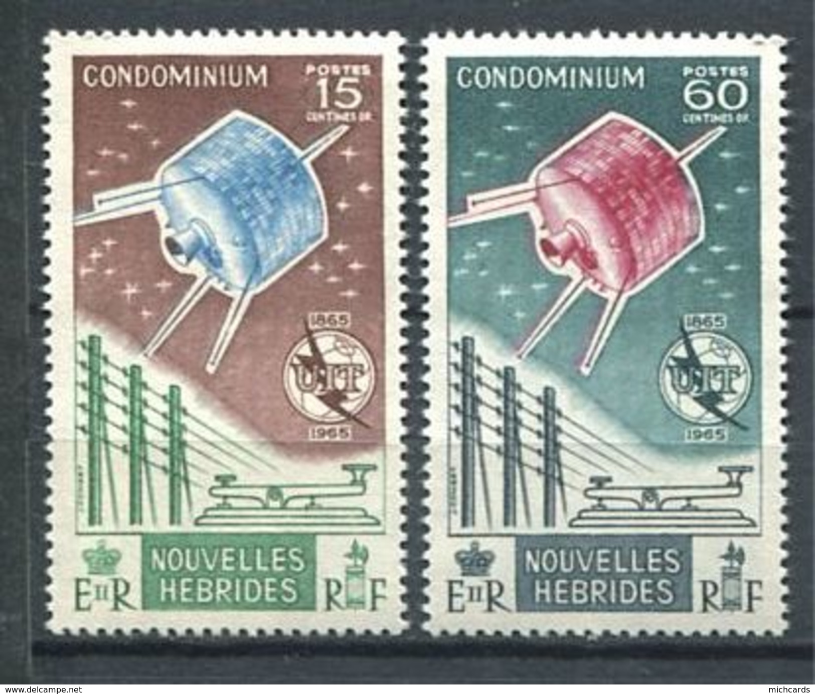 186 NOUVELLES HEBRIDES 1965 - Yvert 211/12 - Espace Telecomunication Satellite - Neuf ** (MNH) Sans Charniere - Neufs