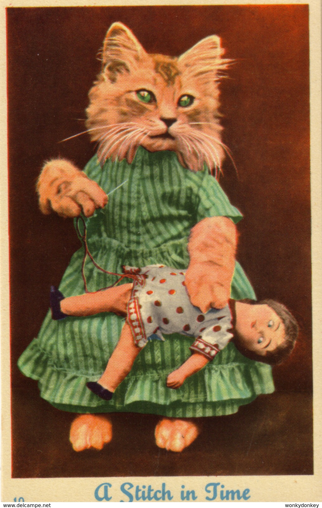 Cat Card -   A Stitch In Time.    Masons. - Katten