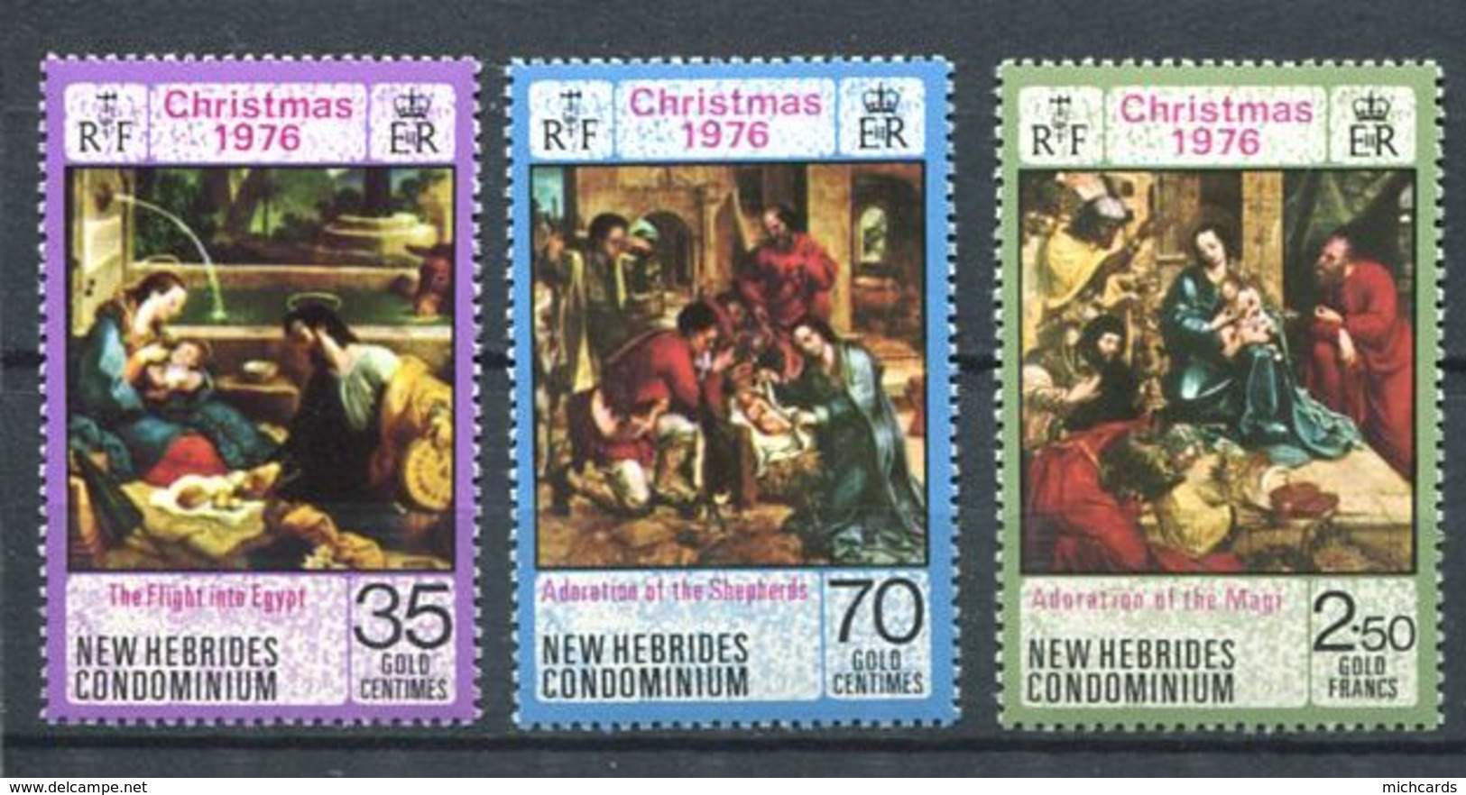 186 NEW HEBRIDES 1976 - Yvert 441/43 - Noel 76 Tableau - Neuf ** (MNH) Sans Charniere - Neufs