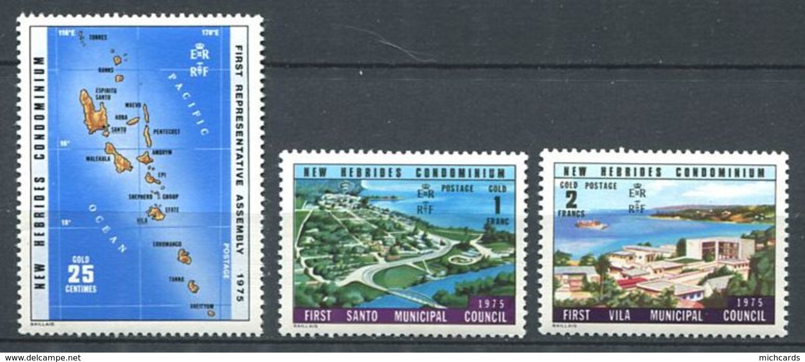 186 NEW HEBRIDES 1976 - Yvert 435/37 - Carte Port - Neuf ** (MNH) Sans Charniere - Nuevos