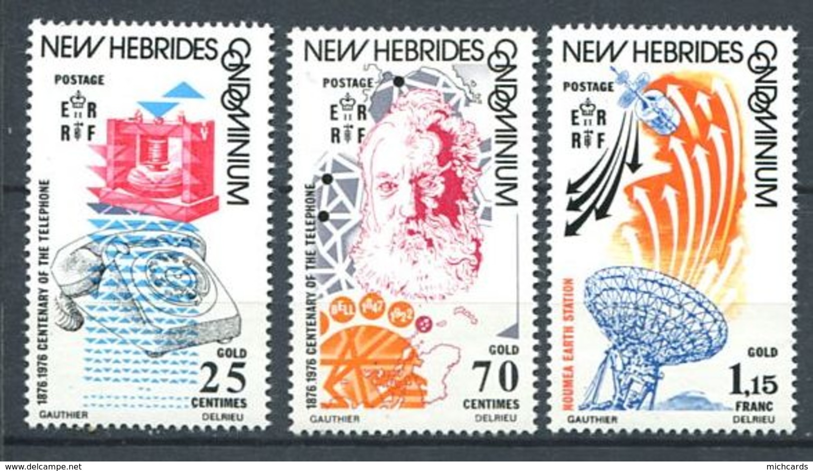 186 NEW HEBRIDES 1976 - Yvert 429/31 - Telephone Graham Bell Satellite - Neuf ** (MNH) Sans Charniere - Unused Stamps