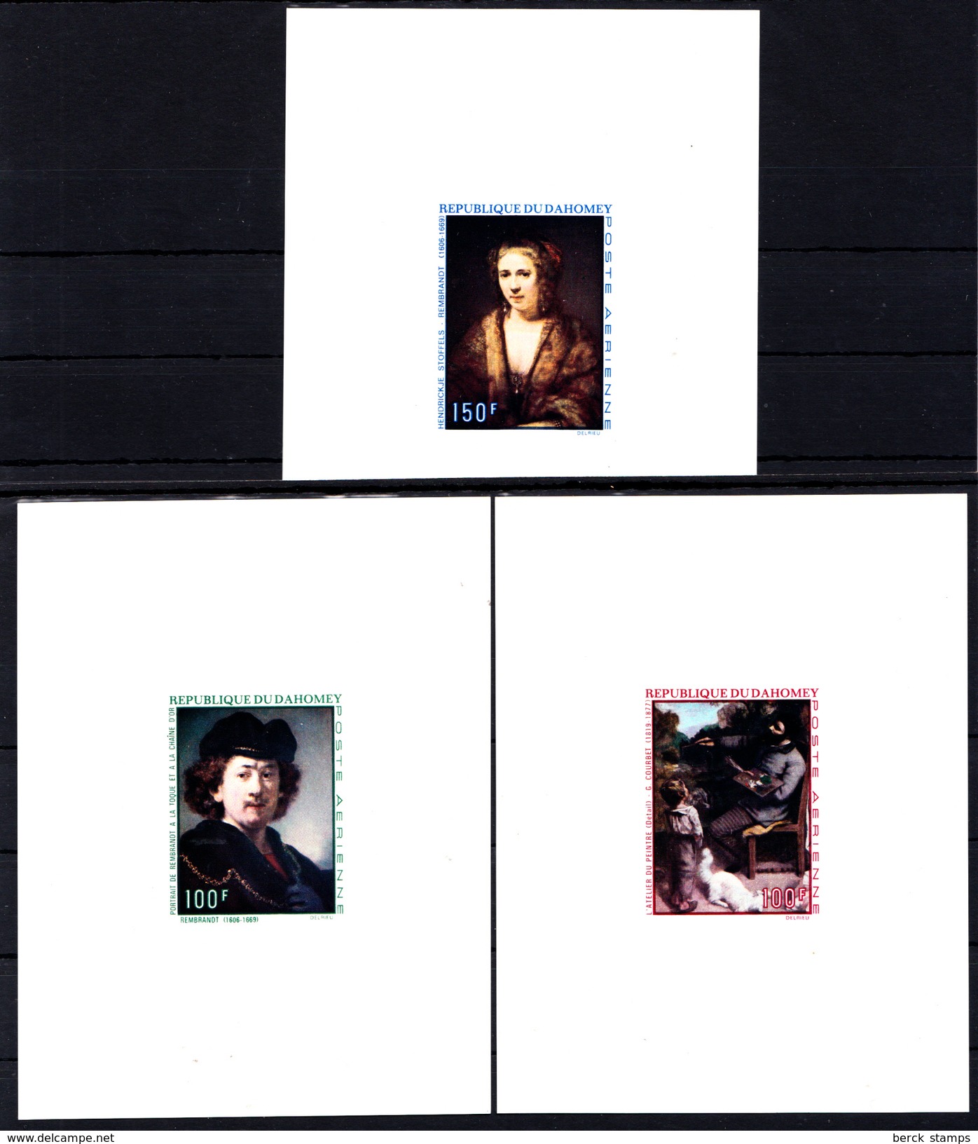 DAHOMEY - N°PA 117/119 - REMBRANDT - Autoportrait à La Toque - Hendrickje Stoffels Et COURBET L'atelier Du Peintre. - Rembrandt