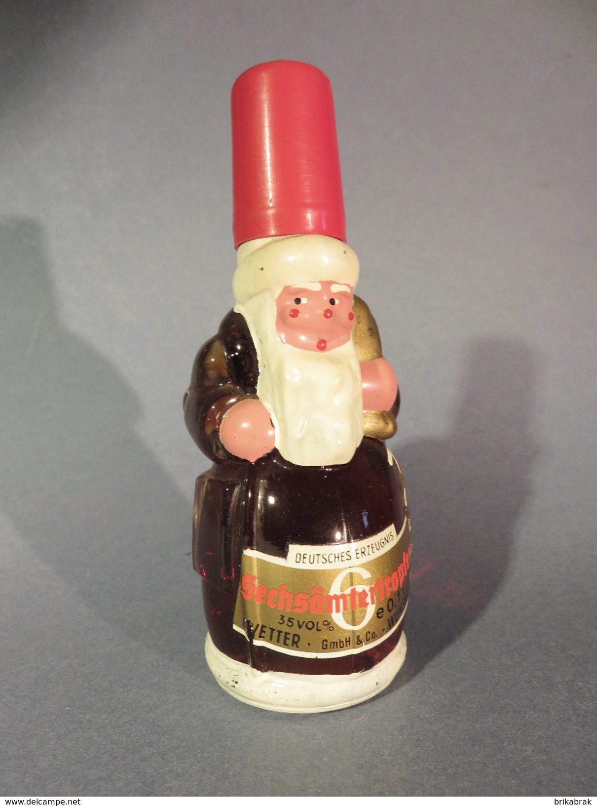 * PERE NOEL BOUTEILLE LIQUEUR SECHSOMTERTROPPFEN DEUTSCHES ERZEUGNIS + Art Populaire Sculpture Fête Tradition - Papá Noel