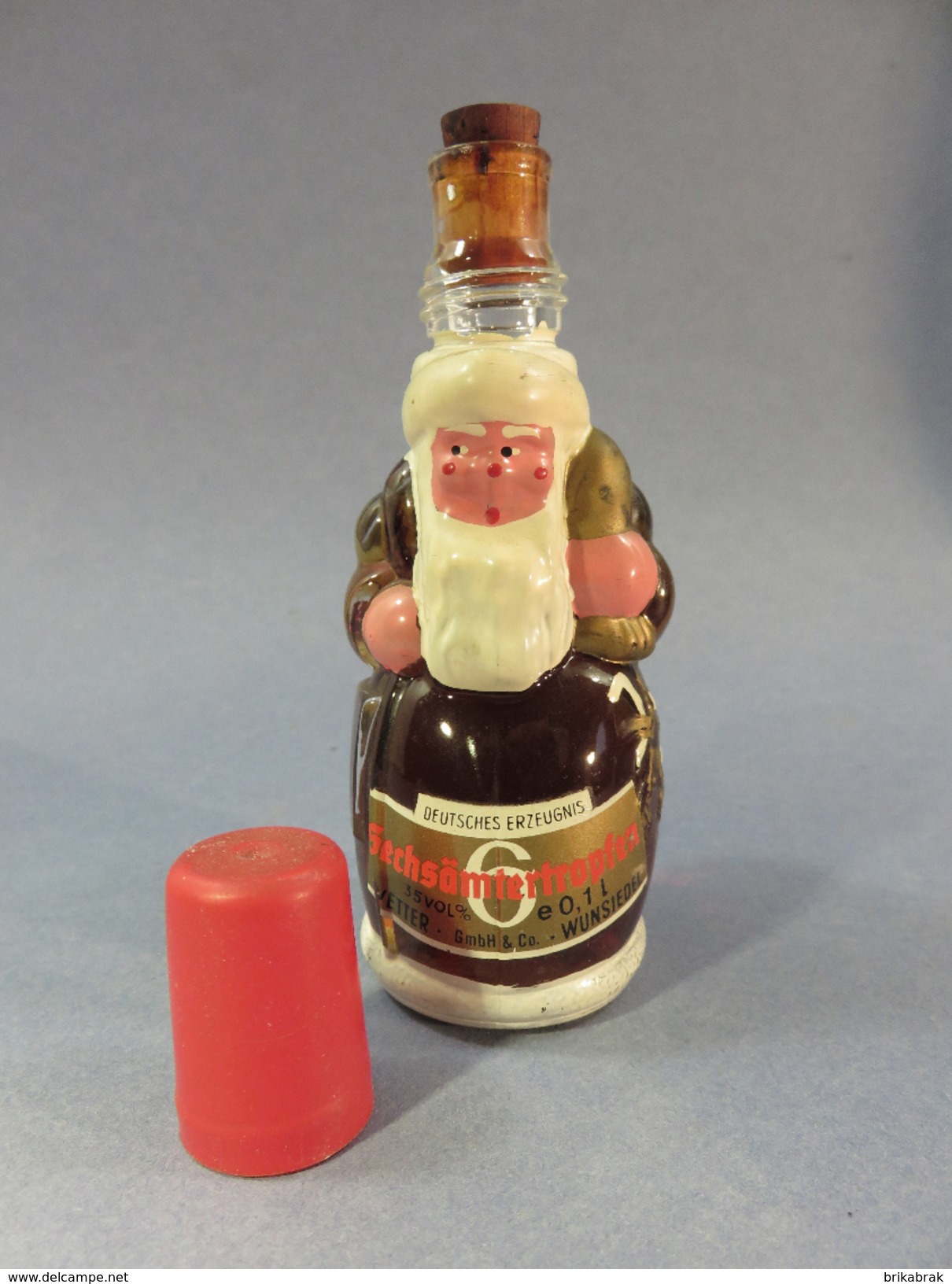 * PERE NOEL BOUTEILLE LIQUEUR SECHSOMTERTROPPFEN DEUTSCHES ERZEUGNIS + Art populaire Sculpture Fête Tradition