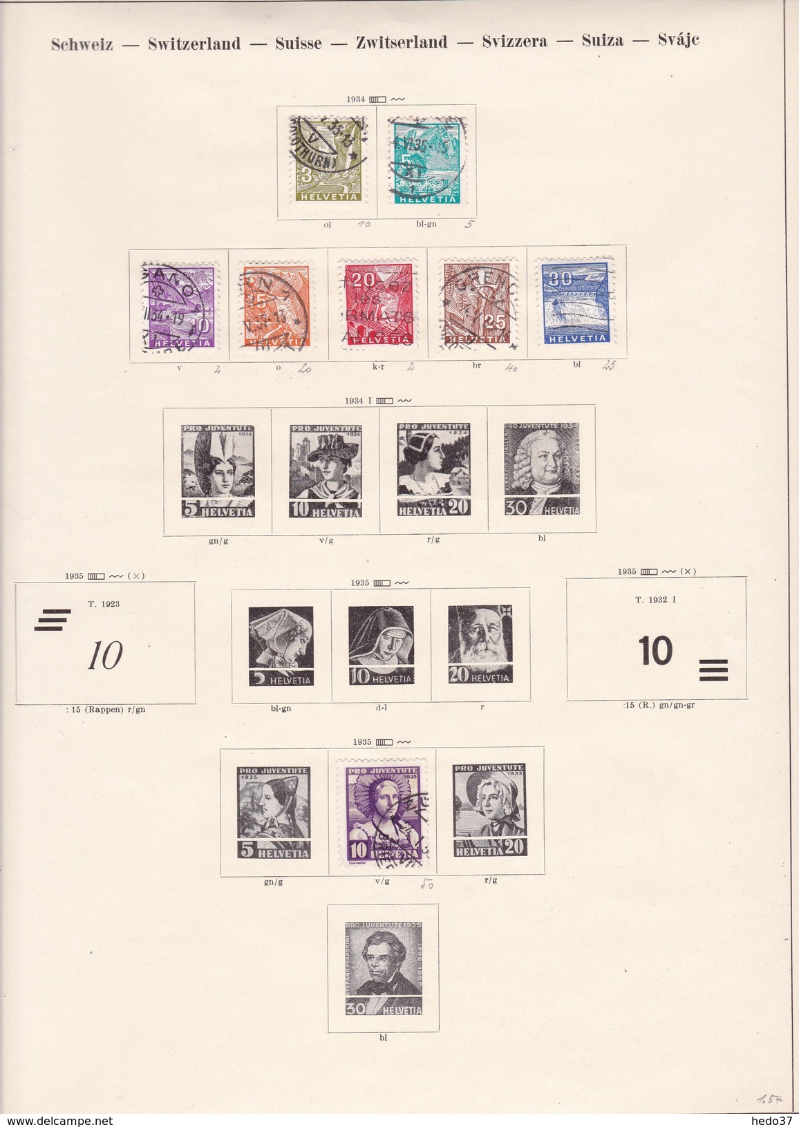 Suisse - Collection Vendue Page Par Page - Timbres Oblitérés / Neufs *(avec Charnière) -Qualité B/TB - Collections