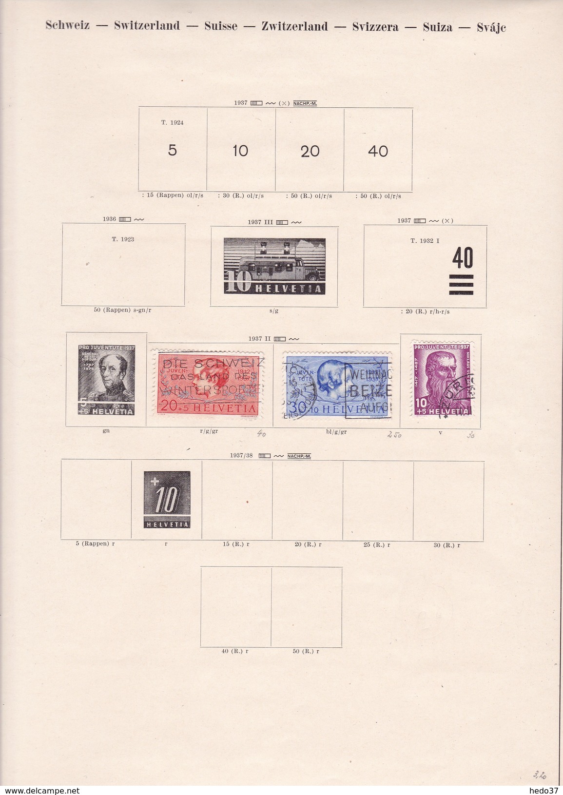 Suisse - Collection Vendue Page Par Page - Timbres Oblitérés / Neufs *(avec Charnière) -Qualité B/TB - Verzamelingen