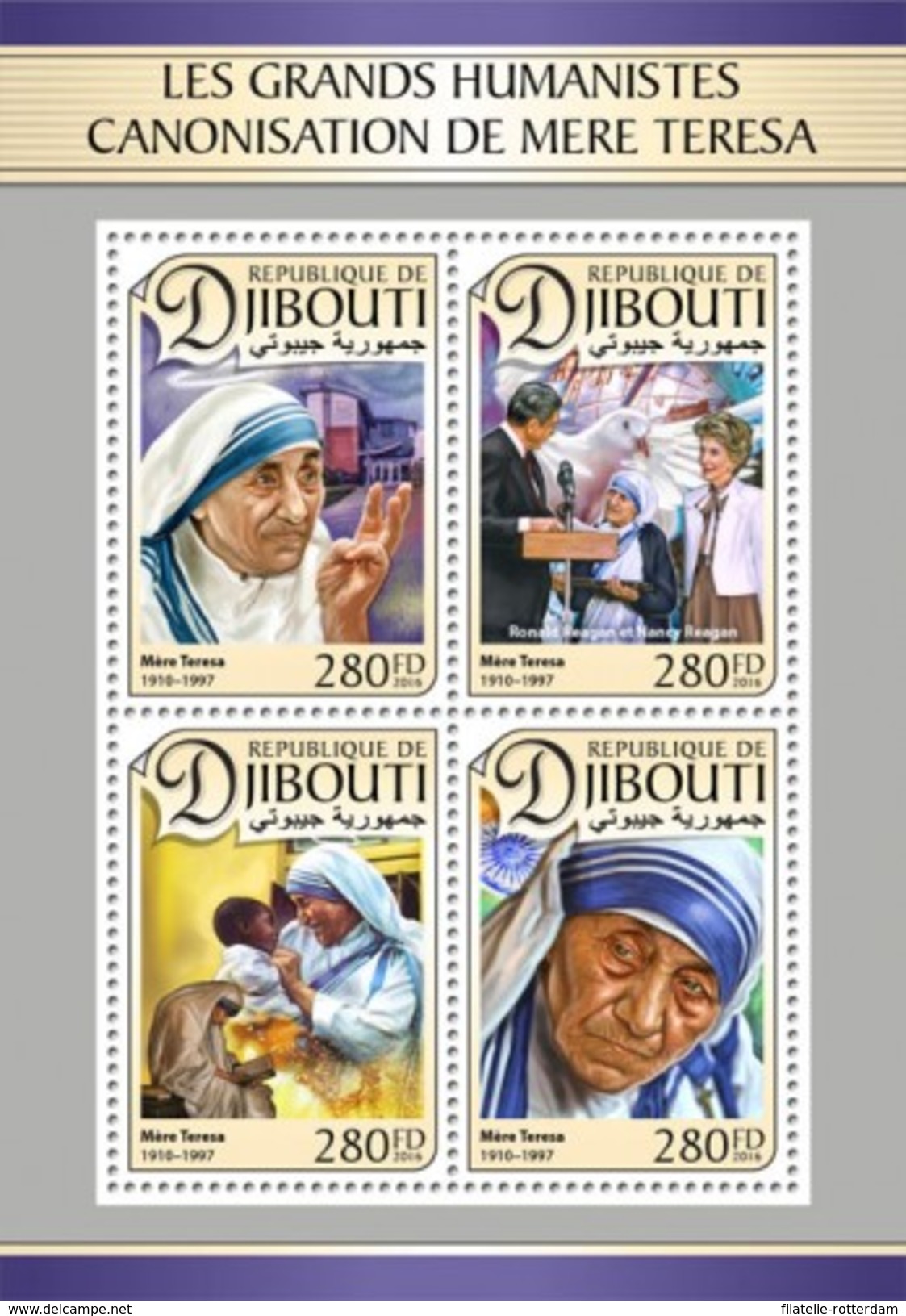 Djibouti - Postfris/MNH - Sheet Moeder Teresa 2016 - Djibouti (1977-...)