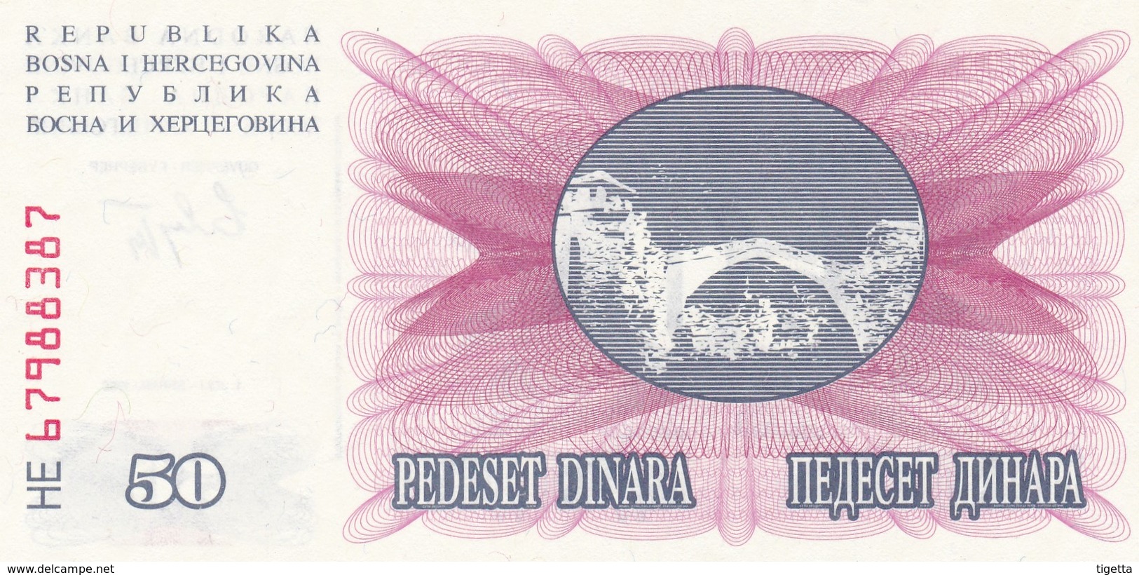 BOSNIA HERZEGOVINA 50 DINARA 1992 FDS - Bosnia Y Herzegovina