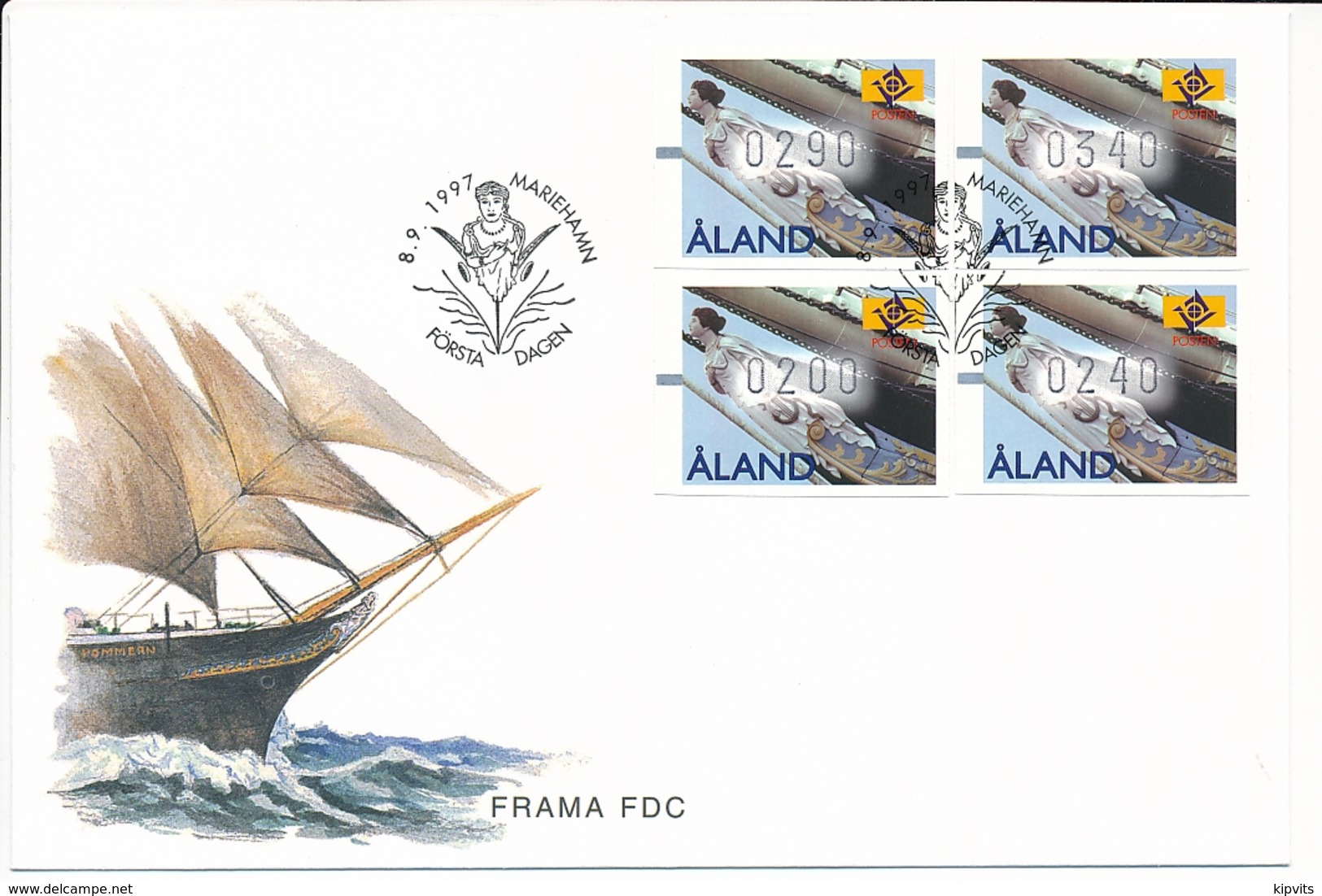 ATM Mi 8 Frama FDC / Ship Figurehead Galionsfigur Figure De Proue - 8 September 1997 - Aland