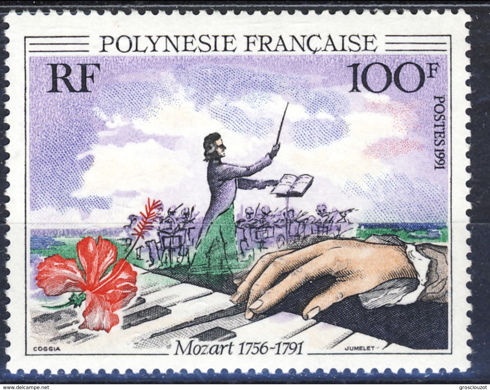 Polynesie 1991 N. 389 Con Vignetta MNH Cat. &euro; 3 - Neufs